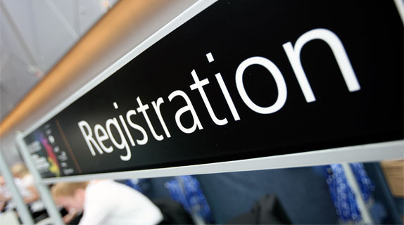 Registration desk sign